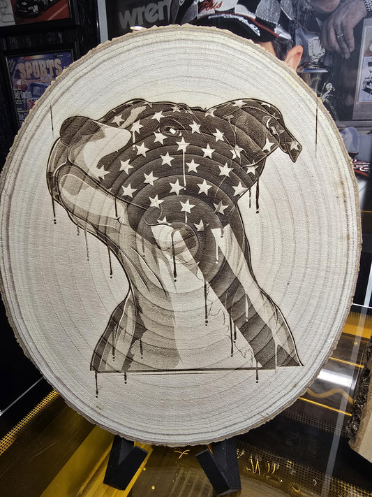 American Flag Pitbull live edge