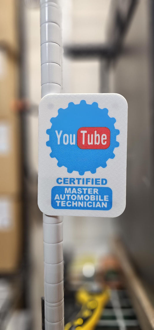 YouTube Certified Automobile Technician Magnetic Sign – Funny Mechanic Gag Gift – 3D Printed for Toolbox or Garage