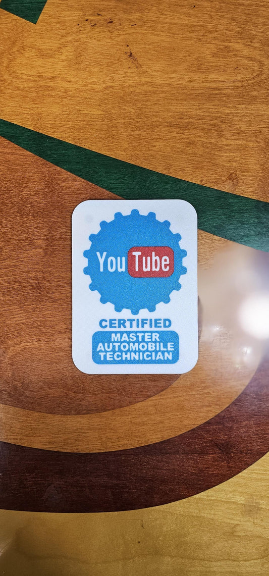 YouTube Certified Automobile Technician Magnetic Sign – Funny Mechanic Gag Gift – 3D Printed for Toolbox or Garage