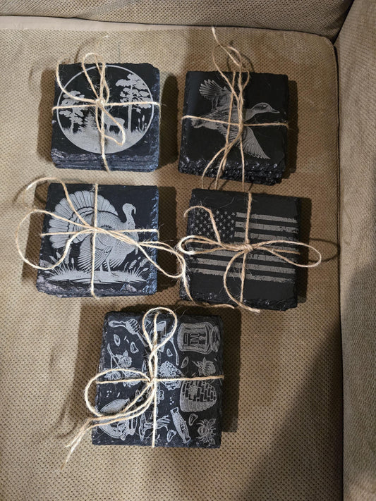 Slate coasters custom laser engraved